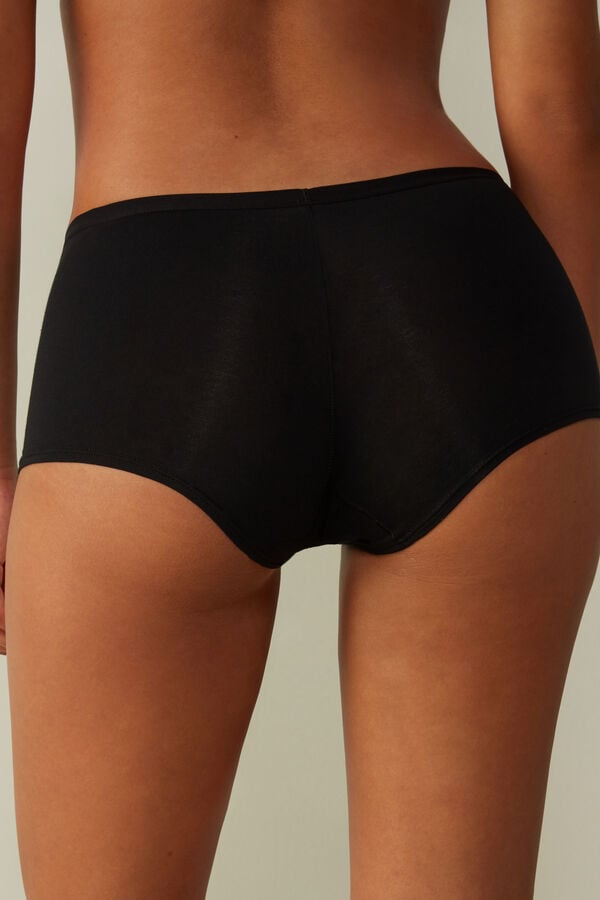 Women Intimissimi Cotton Boyshorts Shorts Black | 5246937-KJ