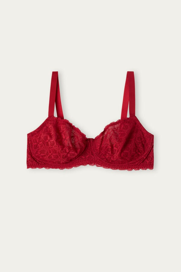 Women Intimissimi Daniela Balconette Lace Bra Red | 1243086-KV