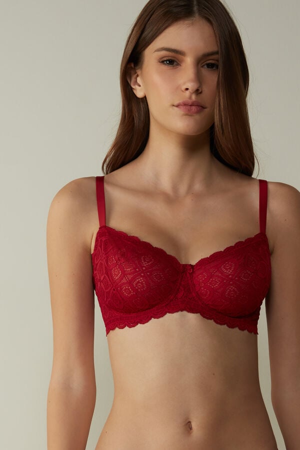 Women Intimissimi Daniela Balconette Lace Bra Red | 1243086-KV