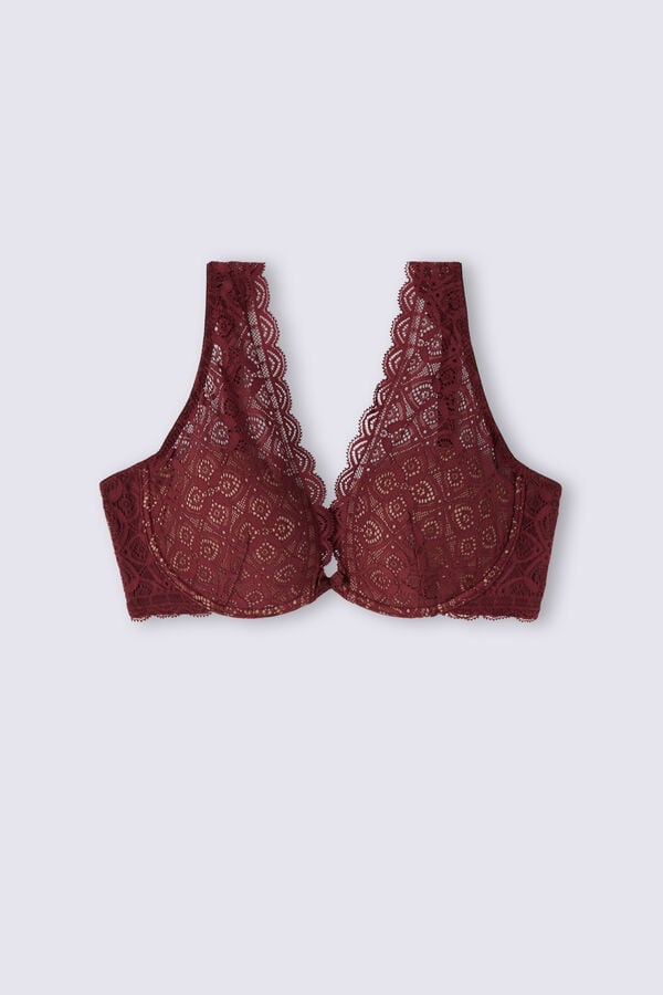 Women Intimissimi Elena Balconette Lace Bra Red | 2317940-GQ