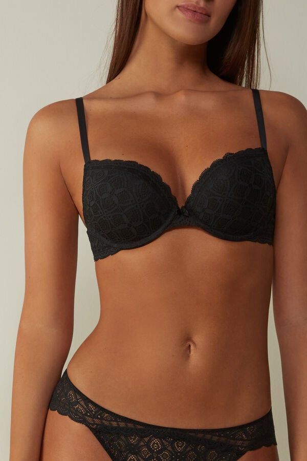 Women Intimissimi Elettra Super Push-Up Lace Bra Black | 6397541-MD