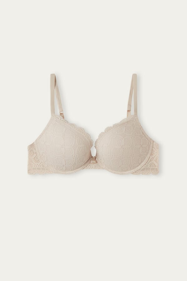 Women Intimissimi Elettra Super Push-Up Lace Bra Cream Pink | 7304589-PM