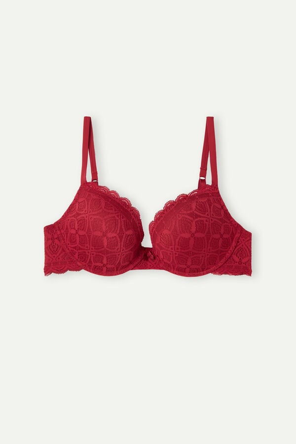 Women Intimissimi Elettra Super Push-Up Lace Bra Red | 5109682-WP