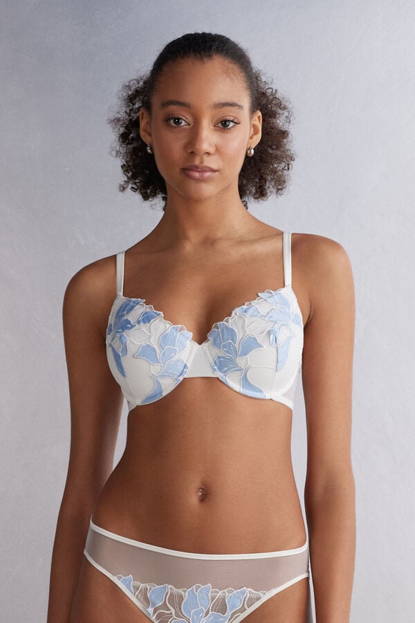 Women Intimissimi Eternal Flowers Francesca Balconette Bra Blue | 7482953-CA