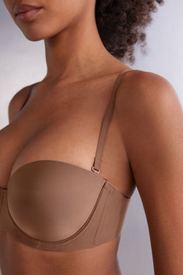 Women Intimissimi Giada Microfiber Bandeau Bra Dark Beige | 2643819-FS