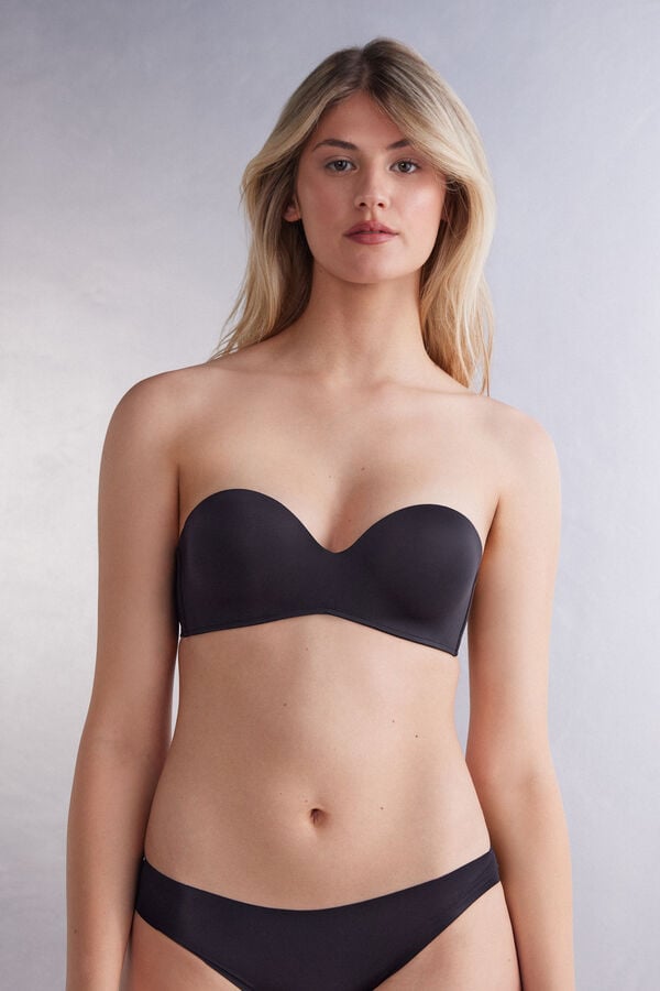 Women Intimissimi Gioia Bandeau Ultralight Microfiber Bra Black | 6970453-ZH