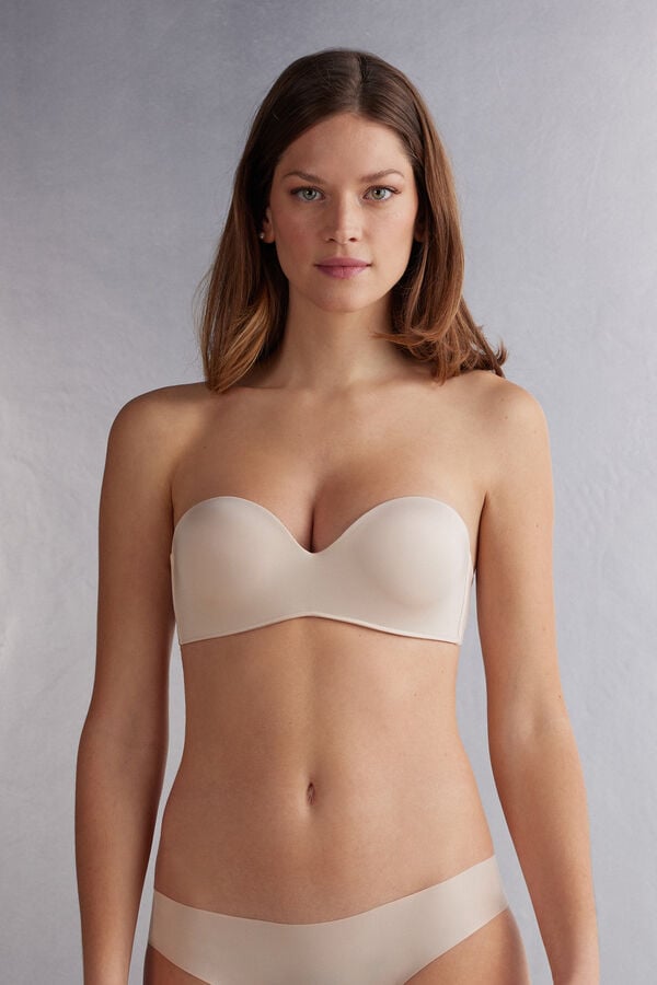 Women Intimissimi Gioia Bandeau Ultralight Microfiber Bra Cream Pink | 0374126-PV