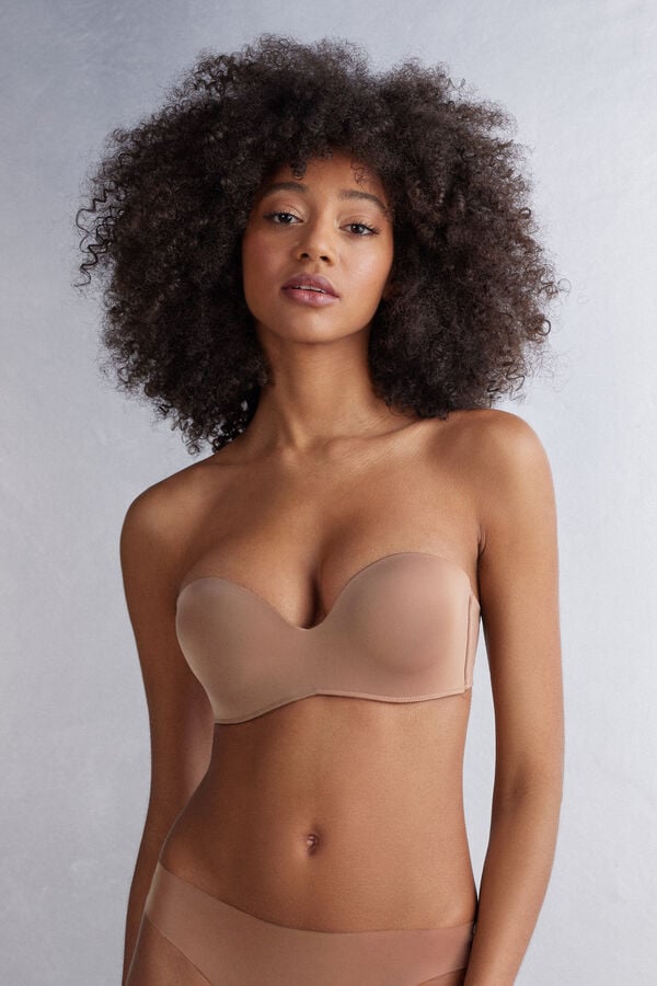 Women Intimissimi Gioia Bandeau Ultralight Microfiber Bra Dark Beige | 1328695-SK