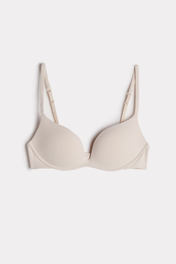 Women Intimissimi Gioia C-D Cup Microfiber Super Push-Up Bra Cream Pink | 8270369-YI