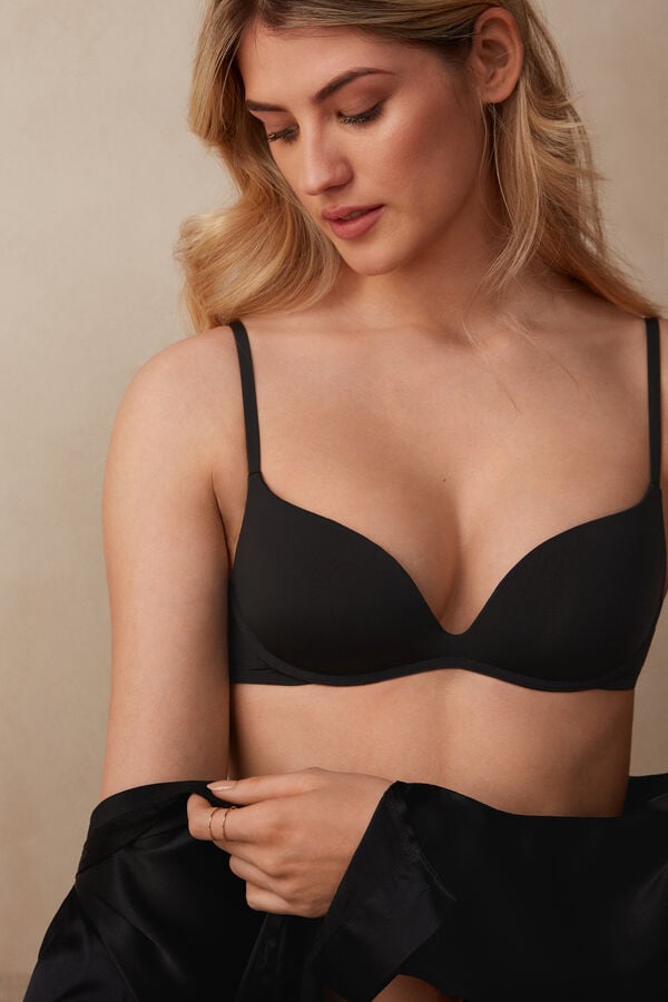 Women Intimissimi Gioia Push-Up Ultralight Microfiber Bra Black | 9052813-PH