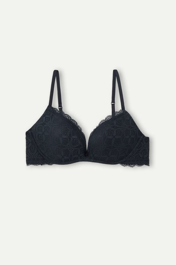 Women Intimissimi Gioia Super Push-Up Lace Bra Black | 1894326-EK