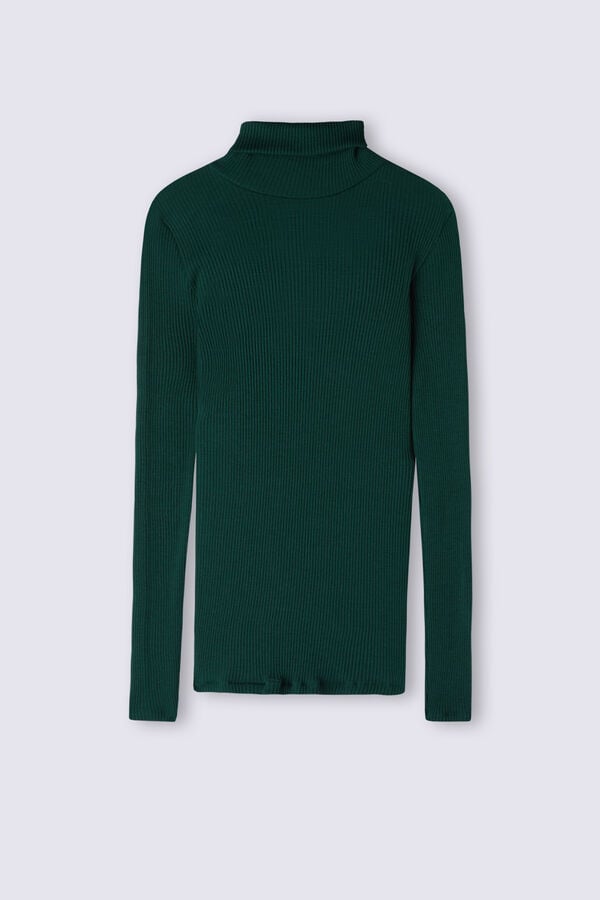 Women Intimissimi High-Neck Tubular In Wool And Silk Sweater Green | 6410783-EA