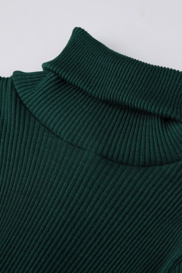 Women Intimissimi High-Neck Tubular In Wool And Silk Sweater Green | 6410783-EA