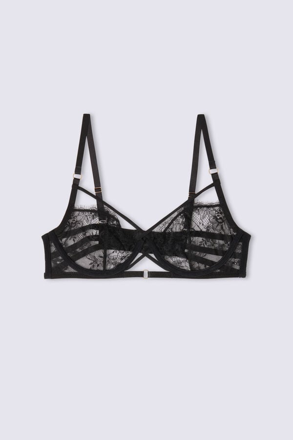 Women Intimissimi Intricate Surface Demi-Cup Bra Black | 5324879-KB