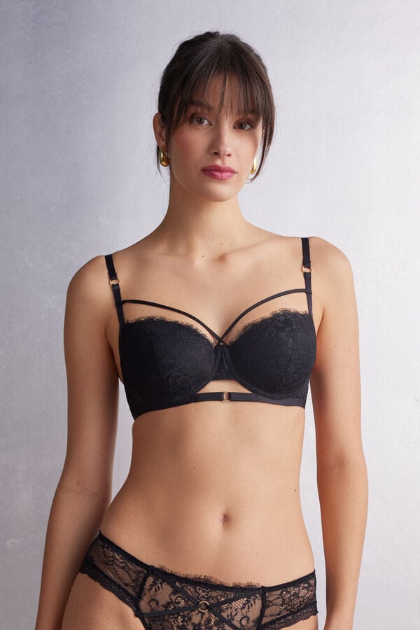 Women Intimissimi Intricate Surface Sofia Balconette Bra Black | 7169803-YG