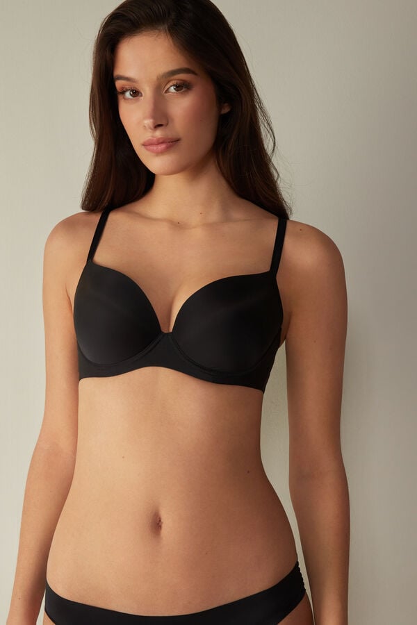 Women Intimissimi Irina Microfiber Balconette Bra Black | 4816570-BY