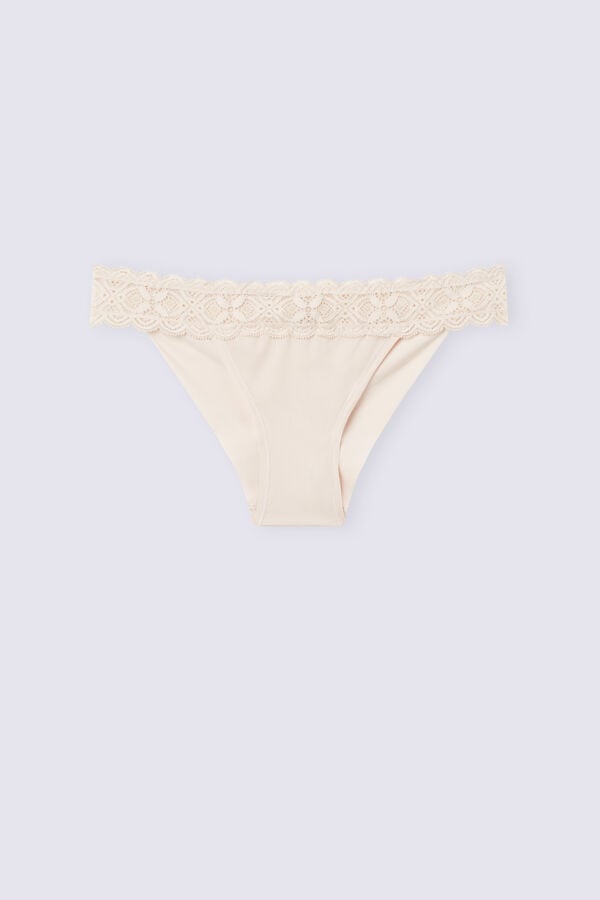 Women Intimissimi Lace And Microfiber Modifiedzilian Briefs Cream Pink | 2506179-XU