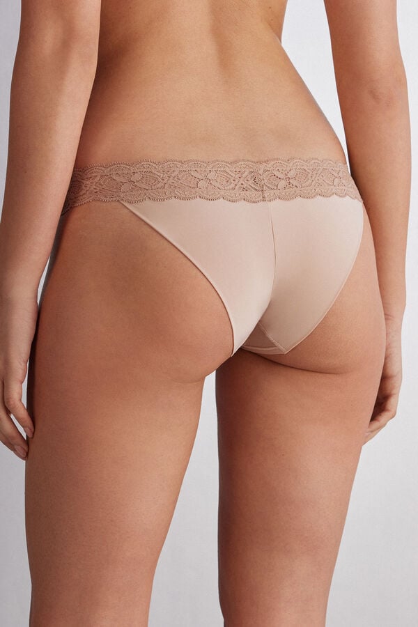 Women Intimissimi Lace And Microfiber Modifiedzilian Briefs Orange Beige | 1973506-EC