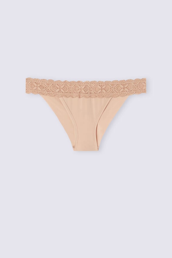 Women Intimissimi Lace And Microfiber Modifiedzilian Briefs Orange Beige | 1973506-EC