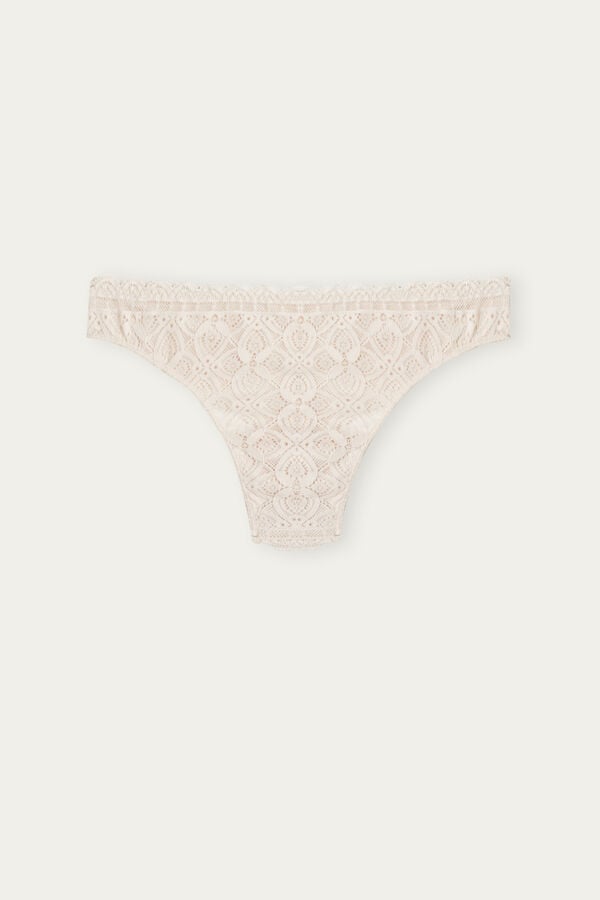 Women Intimissimi Lace And Microfiberzilian Briefs Cream Pink | 3654079-KI