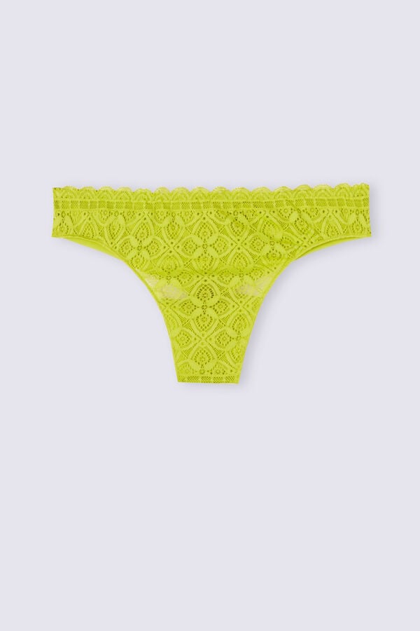 Women Intimissimi Lace And Microfiberzilian Briefs Green | 1493628-TA