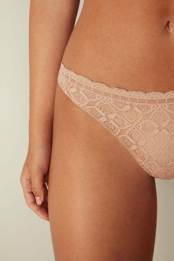 Women Intimissimi Lace And Microfiberzilian Briefs Orange Beige | 8413507-ZG