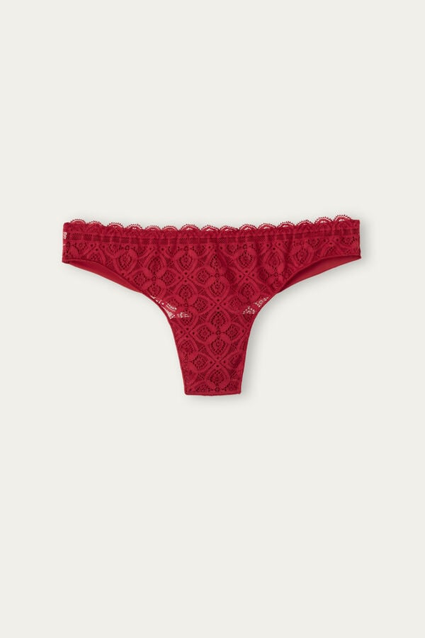 Women Intimissimi Lace And Microfiberzilian Briefs Red | 0398621-MH