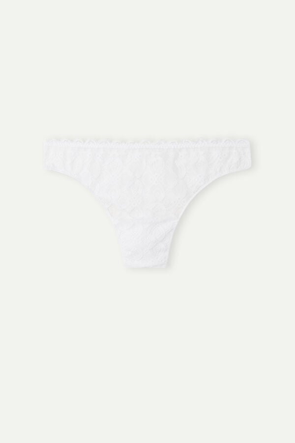 Women Intimissimi Lace And Microfiberzilian Briefs White | 1029346-DB