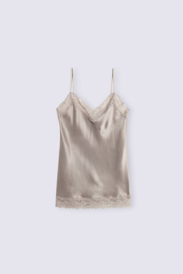 Women Intimissimi Lace And Silk Tank Top Beige | 6409532-NE