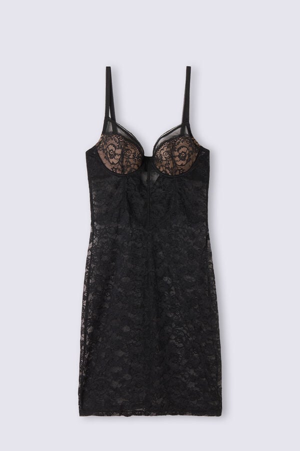 Women Intimissimi Lace Never Gets Old Padded Chemise Pajamas Black | 7241805-VF