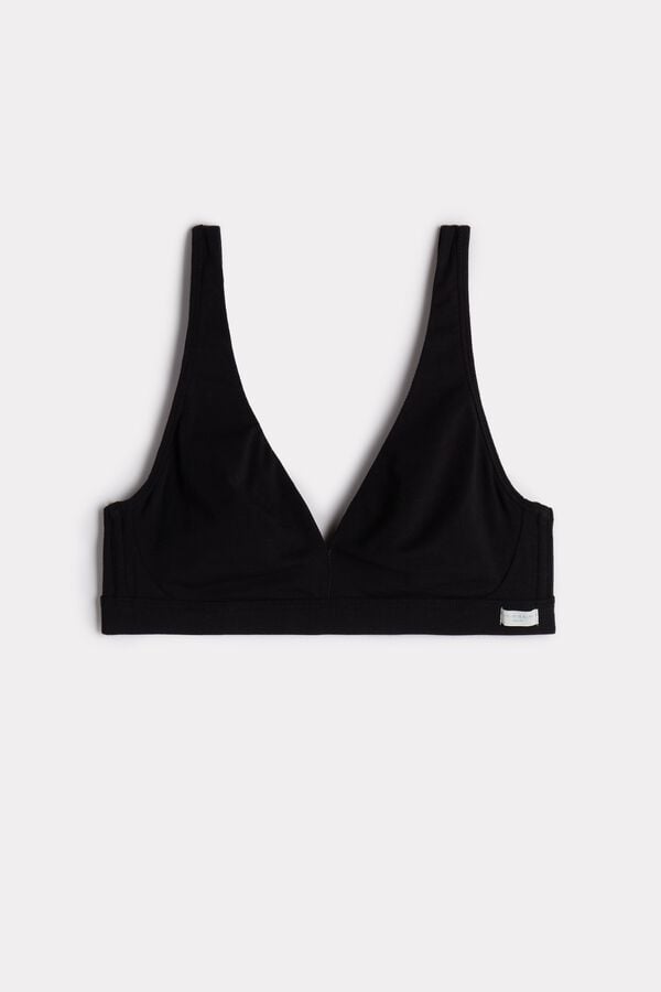 Women Intimissimi Lara Cotton Triangle Bra Black | 3198075-WZ