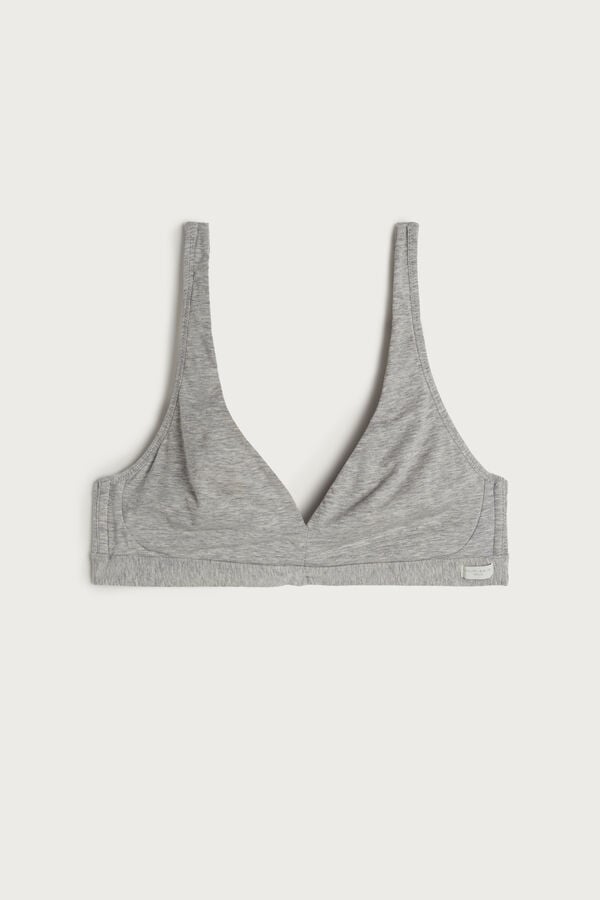 Women Intimissimi Lara Cotton Triangle Bra Light Grey | 6487025-VI