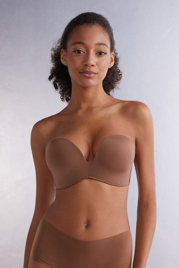 Women Intimissimi Laura Bandeau Ultralight Microfiber Bra Dark Beige | 7840923-CI