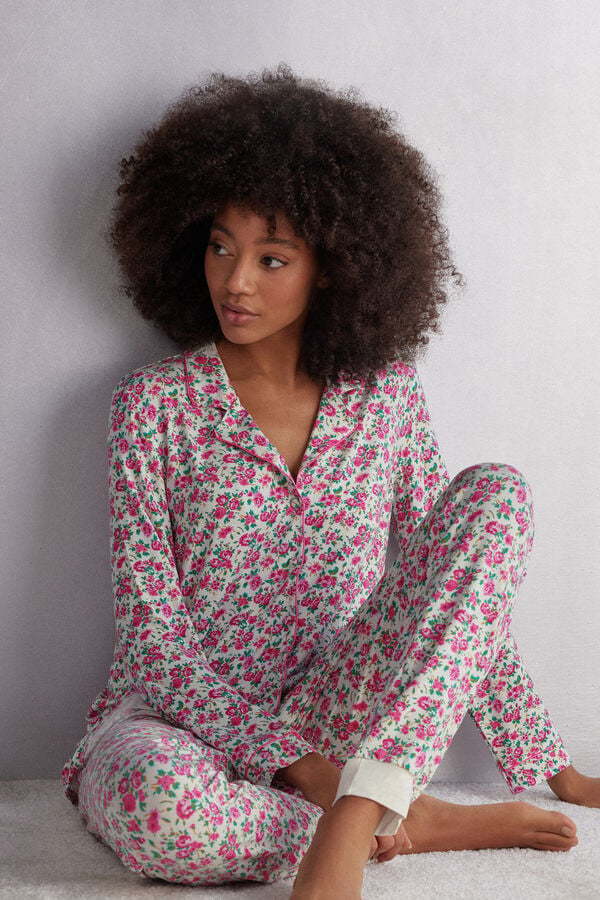 Women Intimissimi Life Is A Flower Button Up Modal Pajamas Multicolor | 0784926-CE