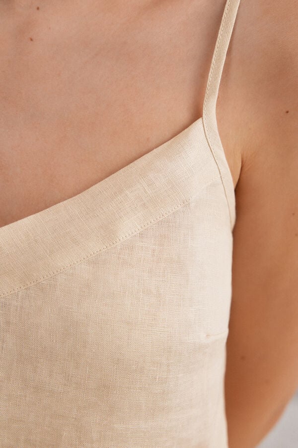 Women Intimissimi Linen Cloth Tank Top Beige | 2897015-TX