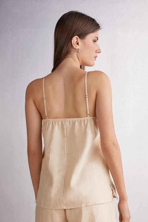 Women Intimissimi Linen Cloth Tank Top Beige | 2897015-TX