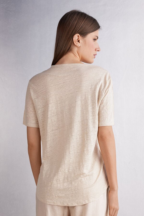 Women Intimissimi Linen Short Sleeve Beige | 7085932-DU