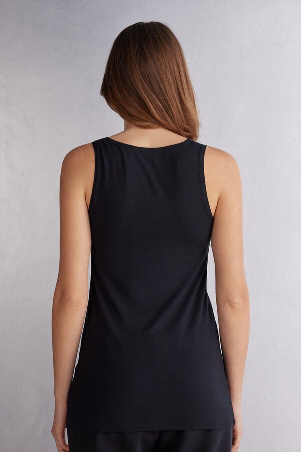 Women Intimissimi Long Micromodal Tank Top Black | 5142863-BS