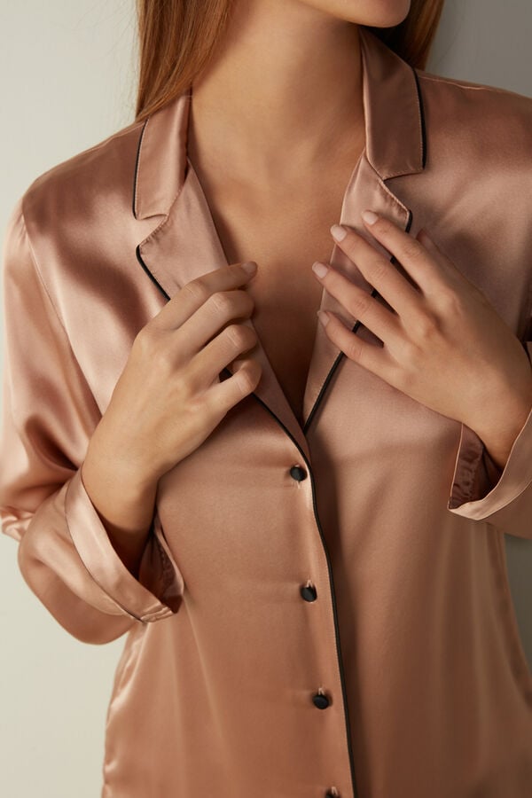 Women Intimissimi Mannish-Cut In Silk Satin Jacket Pink | 6958214-KD