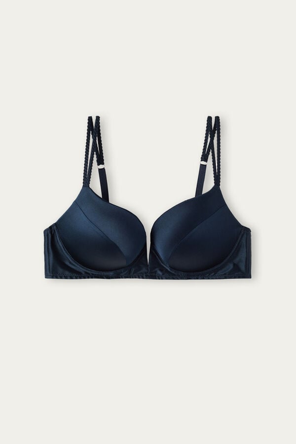 Women Intimissimi Mia Silk Super Push-Up Bra Blue | 5984267-SW