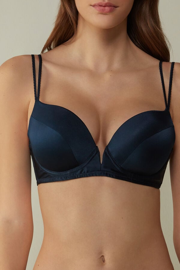 Women Intimissimi Mia Silk Super Push-Up Bra Blue | 5984267-SW