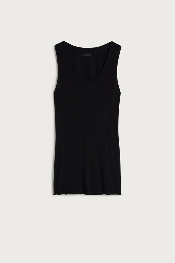 Women Intimissimi Modal Cashmere Ultralight Wide-Shoulder Tank Top Black | 7925018-BR