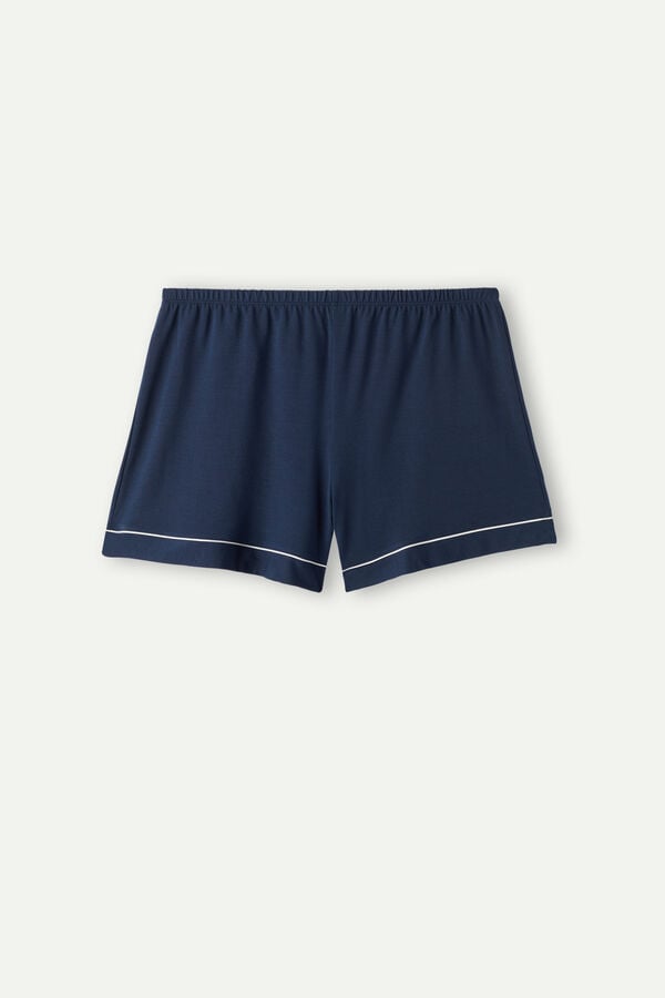 Women Intimissimi Modal With Contrast Trim Shorts Blue | 0517263-DJ