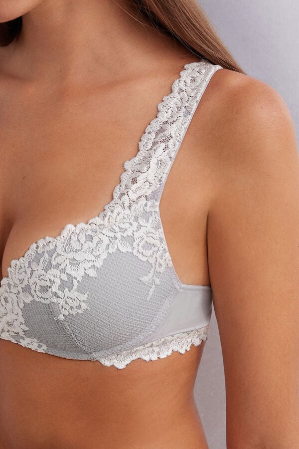 Women Intimissimi Pretty Flowers Gioia Super Push-Up Bra Grey | 5612043-JE