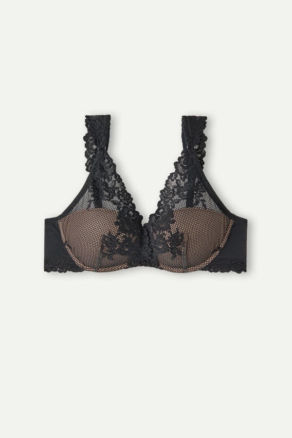 Women Intimissimi Pretty Flowers Giorgia Balconette Bra Black | 5104726-CR