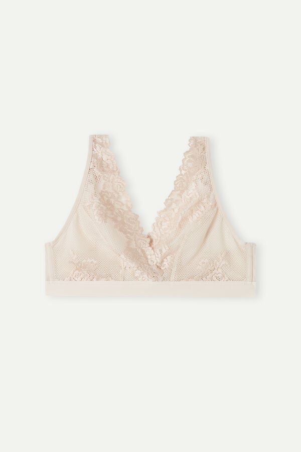 Women Intimissimi Pretty Flowers Lara Triangle Bra Cream Pink | 6712354-FV