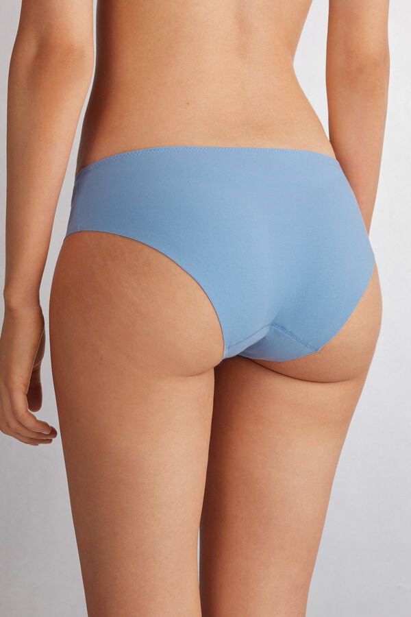 Women Intimissimi Pretty Flowers Seamless Cotton Panties Blue / White | 4201368-IZ