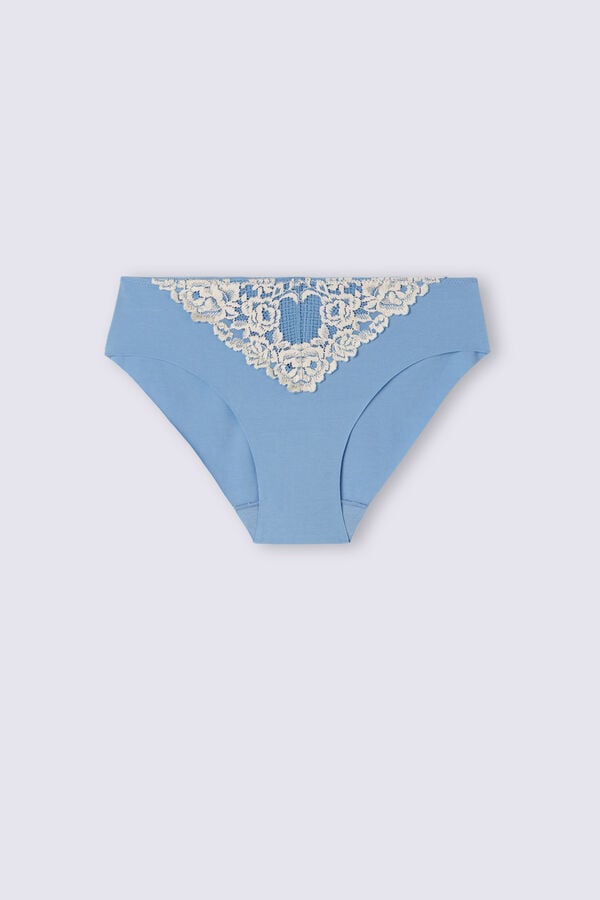 Women Intimissimi Pretty Flowers Seamless Cotton Panties Blue / White | 4201368-IZ