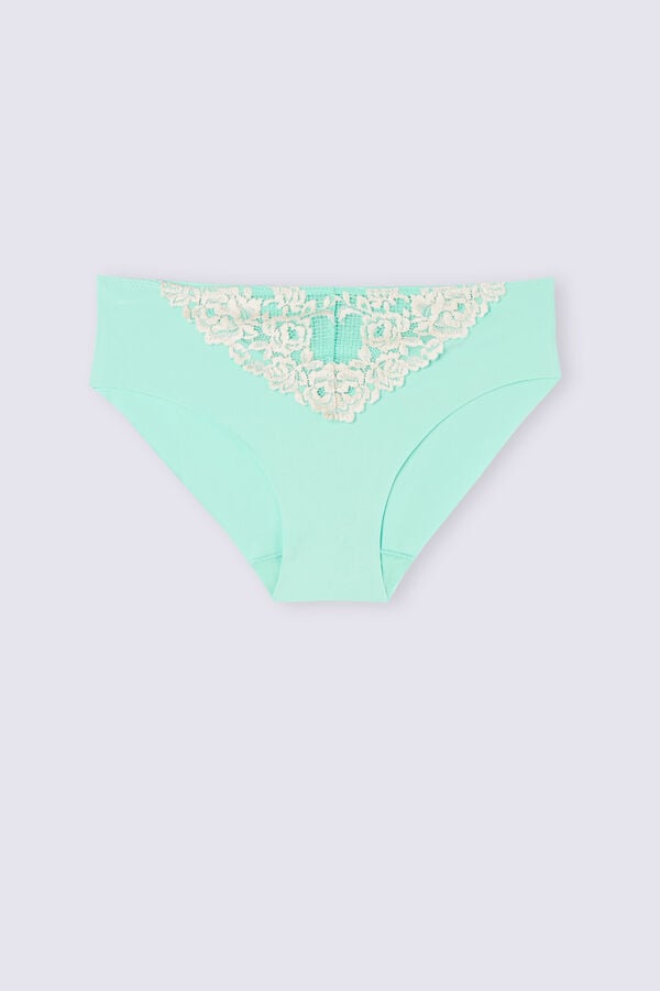 Women Intimissimi Pretty Flowers Seamless Cotton Panties Green / White | 2839154-UP