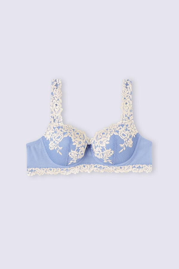 Women Intimissimi Pretty Flowers Sofia Balconette Bra Blue / White | 0643219-FI